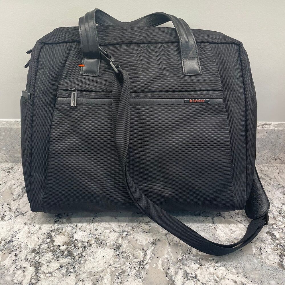 Samsonite Black Professional Laptop Commuter Office Bag Briefcase Striped Lining